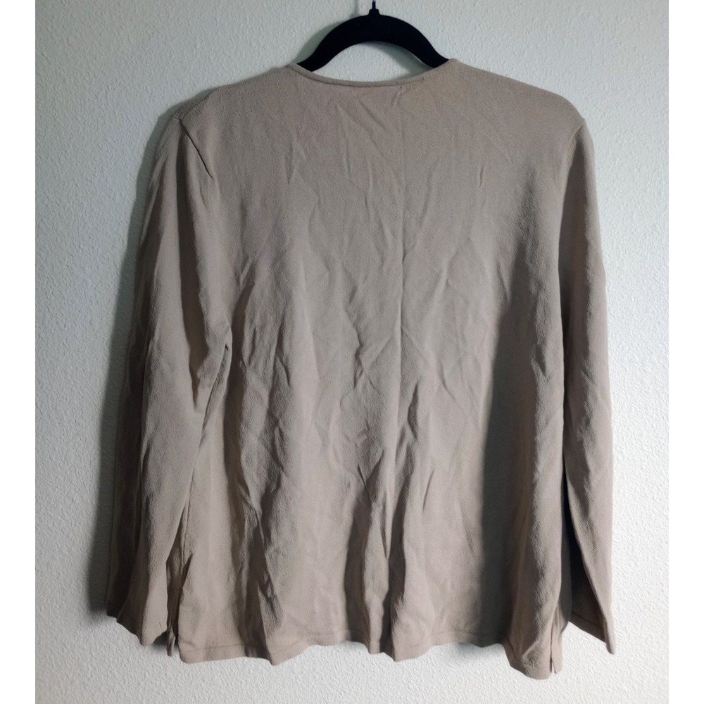 Anne Klein Embroidered Top Neutral Office Metal & Braid Detail Beige Size Large - Picture 2 of 5